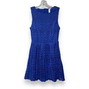 ALYA Francesca's Collection Lace Sleeveless Dress Blue Small